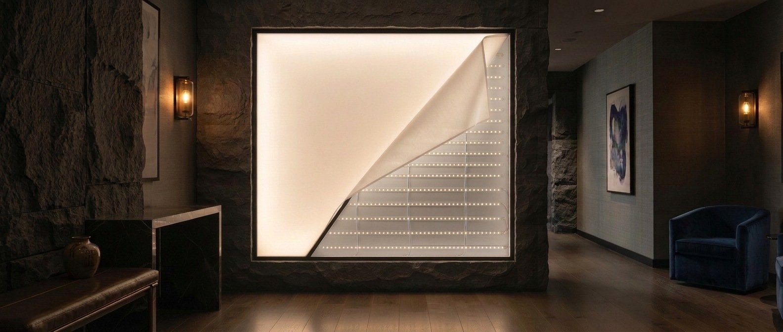 Strata LED strip matrix — fabric peel matrix