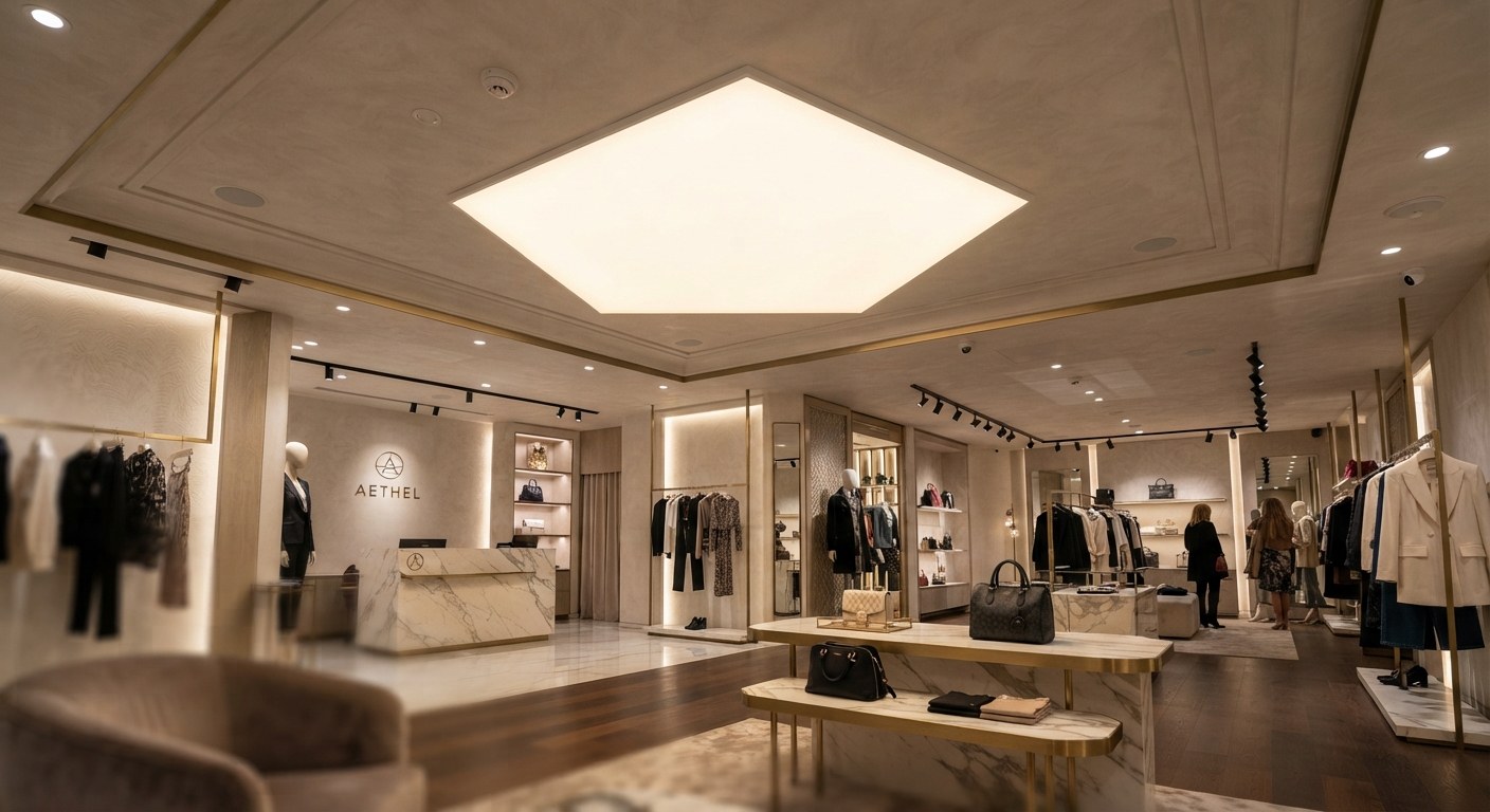 Strata LED strip matrix — retail ceiling